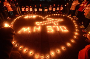 Beten für die Vermissten aus der Boeing 777-200 der Malaysia Airlines 